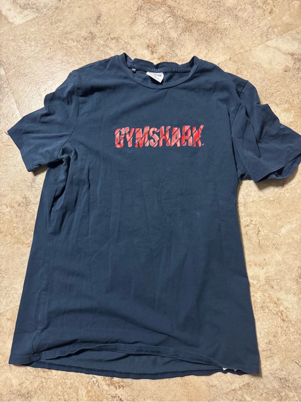 Gymshark Men’s Navy Short Sleeve Tee with Red Logo